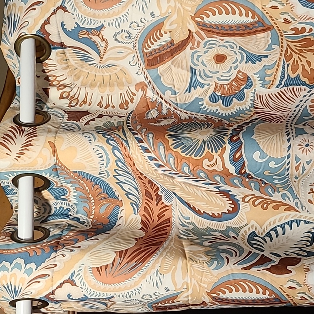 Pier 1 Paisley Curtains in Blue and Brown - Picture 2 of 4